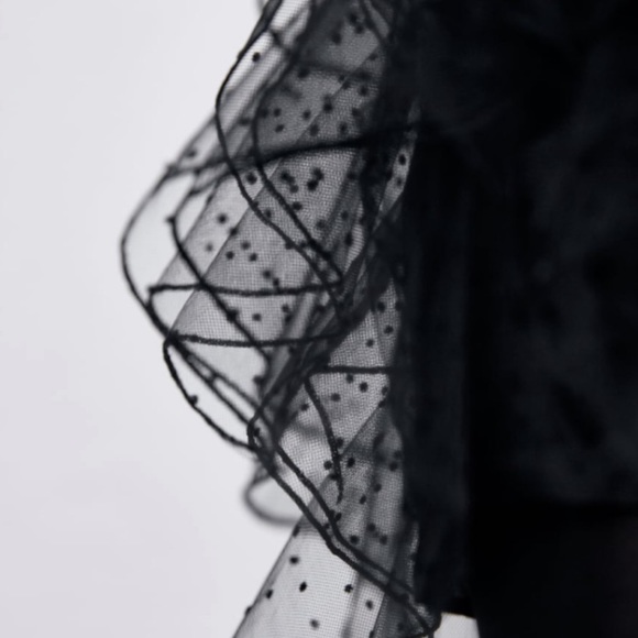 NWOT ZARA STRAPLESS RUFFLED TULLE MINI DRESS - Picture 5 of 10